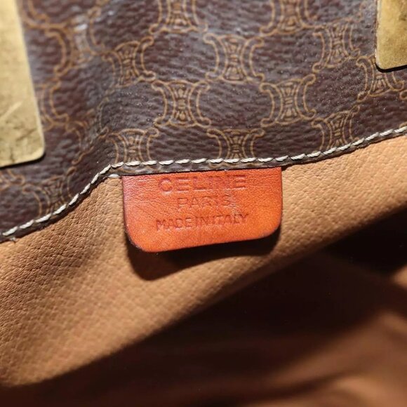 CELINE Macadam Canvas Shoulder Bag PVC Leather Brown - Picture 10 of 16